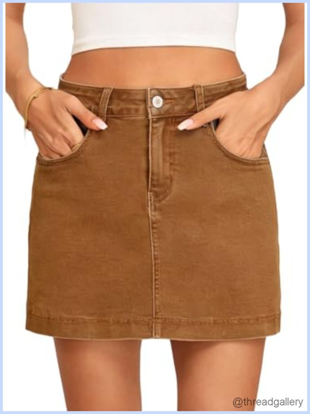 High Waisted Denim Skort with Pockets Stretch A-Line Mini Skirt Shorts